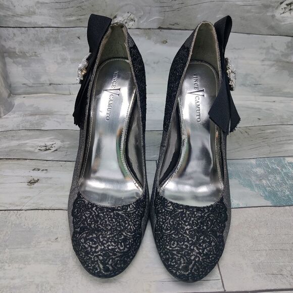 Vince Camuto 'Beauty' Heels w/ Crystal Rhinestone Lace Bow Sz 7.5 Pumps - Picture 7 of 16